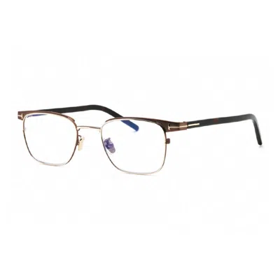 Tom Ford Eyeglasses Square Full Rim, Shiny Dark Brown/gold Frame And Clear Blue Light Block Lens Ft5854-d-b04