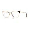 Tom Ford Eyeglasses Square Full Rim, Shiny Palladium Frame And Clear Blue Light Block Lenses Lens Ft5945-b016 In Gold