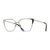 Tom Ford Eyeglasses Butterfly Full Rim, Shiny Palladium Frame And Clear Blue Light Block Lens Ft5946-b016 In Metallic