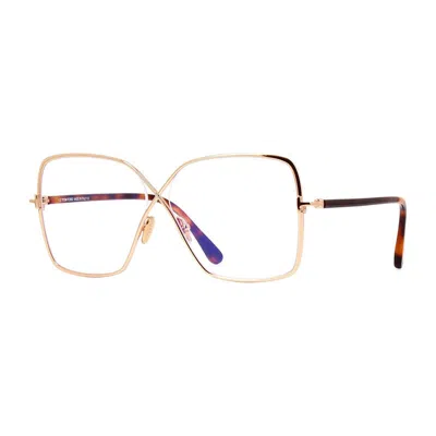 Tom Ford Eyeglasses Square Full Rim, Shiny Rose Gold Frame And Clear Blue Light Block Lens Ft5841-b028