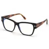 Tom Ford Eyeglasses Square Full Rim, Transparent Rose Frame And Clear Blue Light Block Lens Ft5745-b072 In Transparent