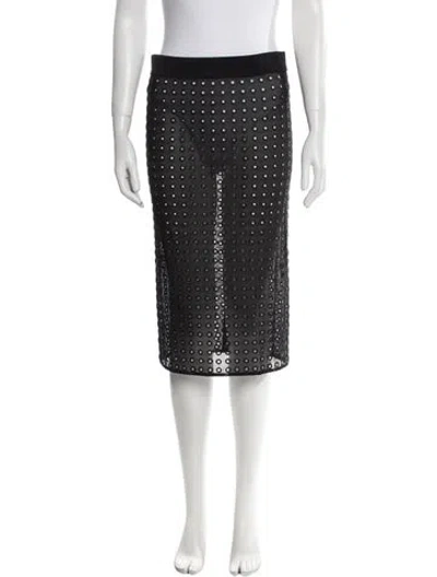 Pre-owned Tom Ford Eyelet Trim Knee-length Skirt In Black