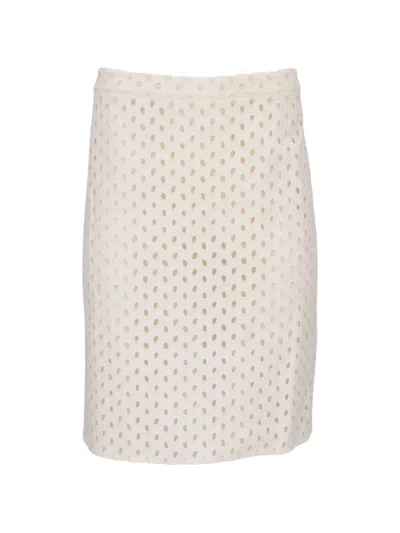 Tom Ford Eyelet-embroidered Mini Skirt In Neutral
