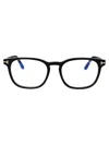 Tom Ford 50mm Square Blue Light Blocking Glasses In 001 Nero Lucido