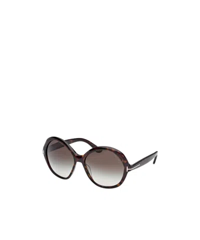 Tom Ford Eyewear Annabelle-02 Round Frame Sunglasses In Gray