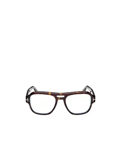 Tom Ford Eyewear Aviator Frame Glasses In Brown