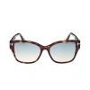 Tom Ford Women's Dark Havana Elsa Square Sunglasses In Dark Havana Aqua Gradient