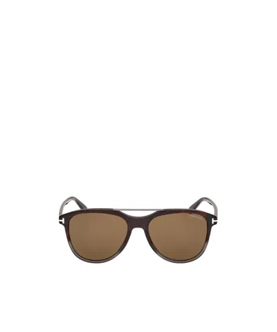 Tom Ford Eyewear Damian Pilot Frame Double Bridge Sunglasses In Brown