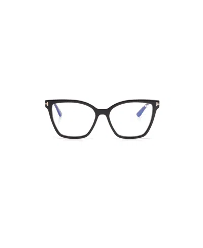 Tom Ford Eyewear Double Clip On Butterfly Frame Glasses In Black