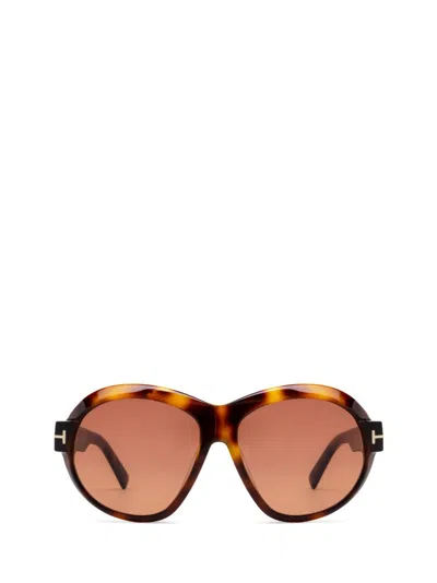 Tom Ford Eyewear Inger Round Frame Sunglasses In Brown
