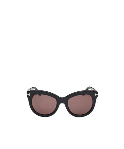 Tom Ford Eyewear Odette Oval Frame Sunglasses In Black