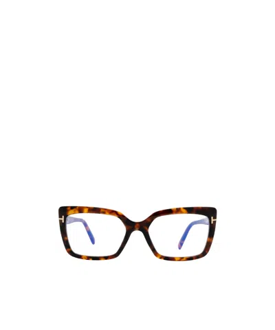 Tom Ford Eyewear Rectangle Frame Glasses In Brown