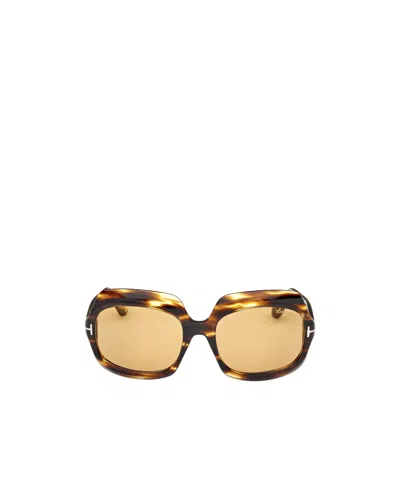 Tom Ford Eyewear Ren Oversized Frame Sunglasses In Nude