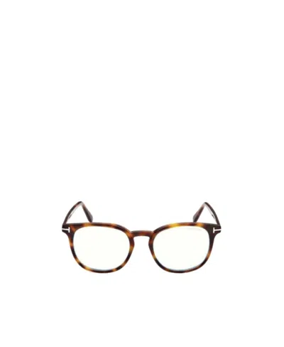 Tom Ford Eyewear Round Frame Glasses In White