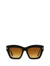 Tom Ford Womens Black Ft1191 Luna Rectangle-frame Acetate Sunglasses In Shiny Black