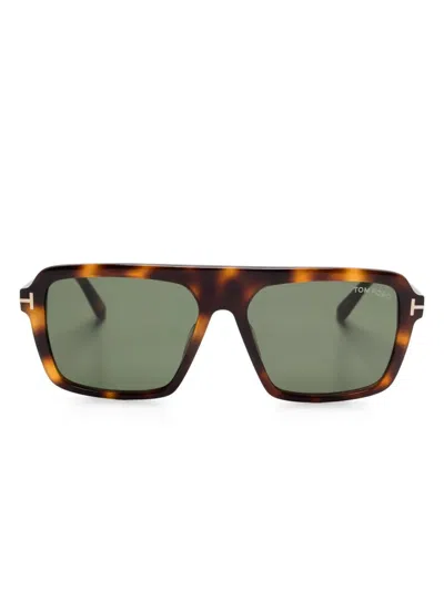Tom Ford Eyewear Vincent Pilot-frame Sunglasses In Brown
