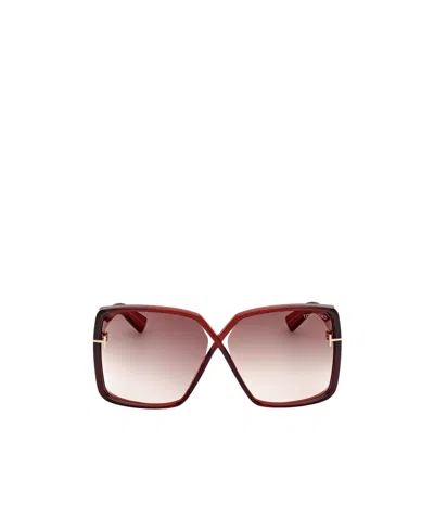 Tom Ford Eyewear Yvonne Cut-out Oversized Frame Sunglasses In Nude