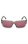 Tom Ford Ezra 54mm Rectangular Sunglasses In Shiny Brown/bordeaux Mirror