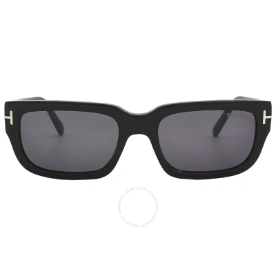 Tom Ford Ezra Smoke Rectangular Unisex Sunglasses Ft1075 01a 54 In Black