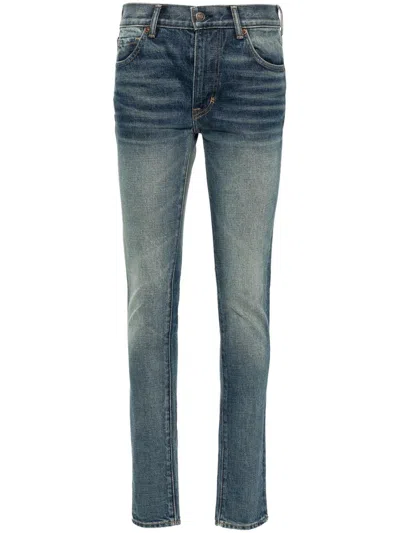 Tom Ford Faded Skinny Jeans In Blue