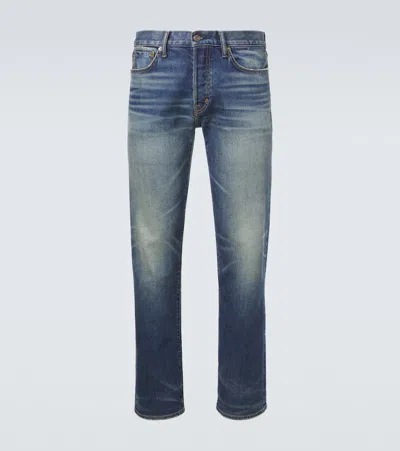 Tom Ford Faded Straight Jeans In Blue