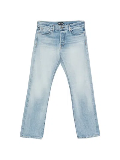 Tom Ford Faded Straight-leg Jeans In Blue