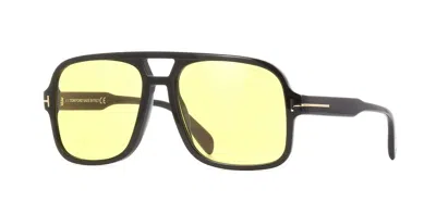 Pre-owned Tom Ford Falconer-02 Ft0884 Shiny Black/brown Yellow (01e) Sunglasses