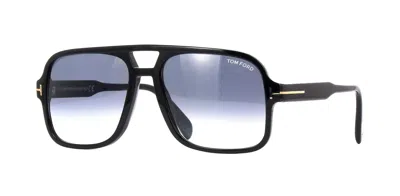 Pre-owned Tom Ford Falconer-02 Ft0884 Shiny Black/grey Shaded (01b) Sunglasses