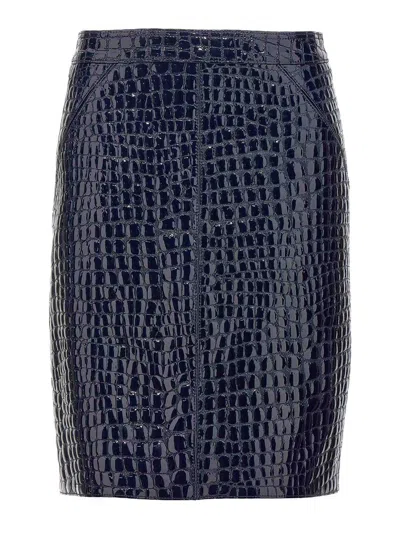 Tom Ford Croc Print Skirt Skirts Blue