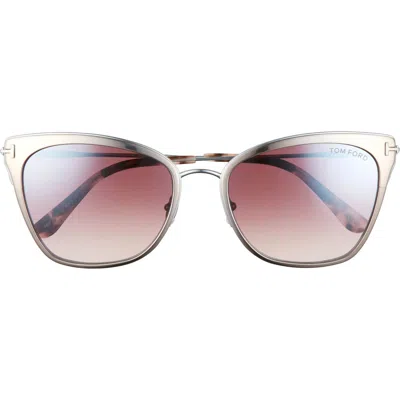 Tom Ford Faryn 56mm Cat Eye Sunglasses In Shiny Dark Ruthenium/bordeaux