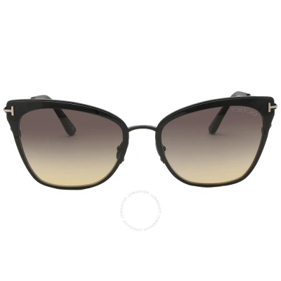 Tom Ford Faryn Smoke To Yellow Gradient Cat Eye Ladies Titanium Sunglasses Ft0843 01b 56 In Multi-color