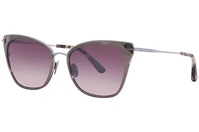 Pre-owned Tom Ford Faryn Tf843 12u Sunglasses Titanium Women's Ruthenium/burgundy 53mm In Red