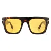 Tom Ford Fausto Amber Browline Men's Sunglasses Ft0711 52n 53
