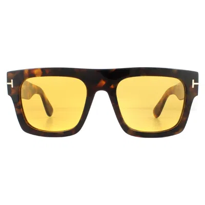 Tom Ford Fausto Amber Browline Men's Sunglasses Ft0711 52n 53