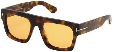 Pre-owned Tom Ford Fausto Ft 0711 56e Havana Brown 53/20/145 Men's Sunglasses In Yellow