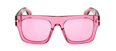 Tom Ford Fausto Square Semi-transparent Acetate Sunglasses In Fuso