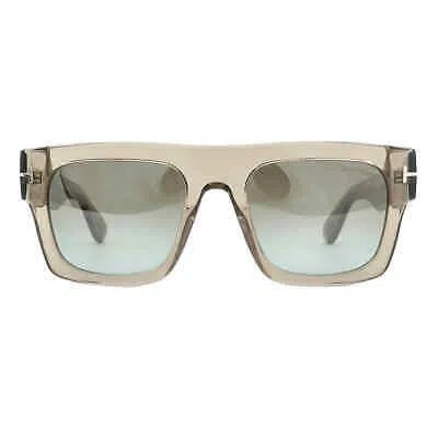 Pre-owned Tom Ford Fausto Gradient Brown Browline Men's Sunglasses Ft0711 47q 53 In Green