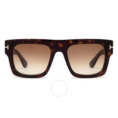 Tom Ford Fausto Gradient Brown Geometric Men's Sunglasses Ft0711 52f 53 In Brown / Dark
