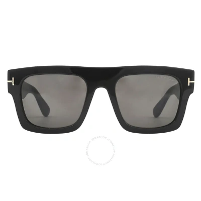 Tom Ford Fausto Smoke Browline Men's Sunglasses Ft0711 01a 53 In Black