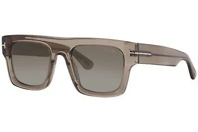 Pre-owned Tom Ford Fausto Tf711 47q Sunglasses Men's Shiny Oyster/brown Gradient 53mm In Green