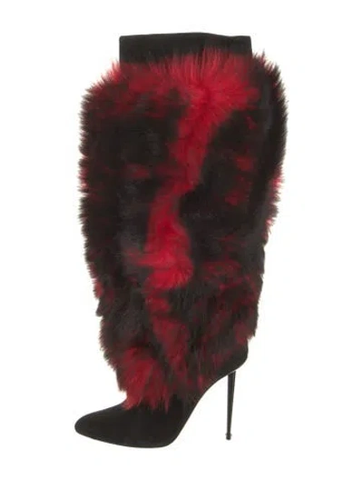 Pre-owned Tom Ford Faux Fur Printed Boots In Red