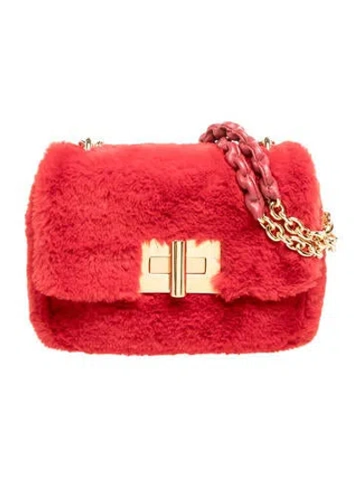 Pre-owned Tom Ford Faux Fur Shoulder Bag In Red