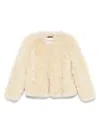 Tom Ford Curly Sheep Shearling Collarless Jacket In Neutral
