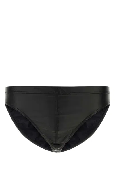 Tom Ford Faux Leather Laminated Jersey Swim Brief In Black