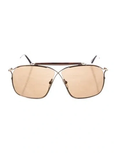 Pre-owned Tom Ford Felix Aviator Sunglasses In Brown/gold