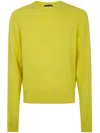 Tom Ford Cashmere Long Sleeve Crew Sweater In Green