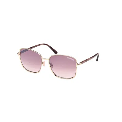 Tom Ford Fern Pink Gradient Square Ladies Sunglasses Ft1029 28z 57 In Gold
