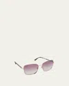 Tom Ford Fern Square Mixed-media Sunglasses In Pink/violet