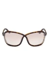 Tom Ford Fernanda 68mm Oversize Butterfly Sunglasses In Brown