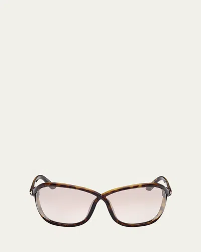 Tom Ford Fernanda Acetate Wrap Sunglasses In Brown